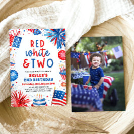 Invitación Rojo, Blanco y Dos el 2 de julio, fiesta de cumple
