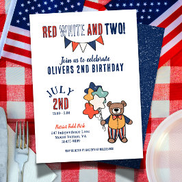 Invitación Rojo, blanco y dos Fiestas de cumpleaños