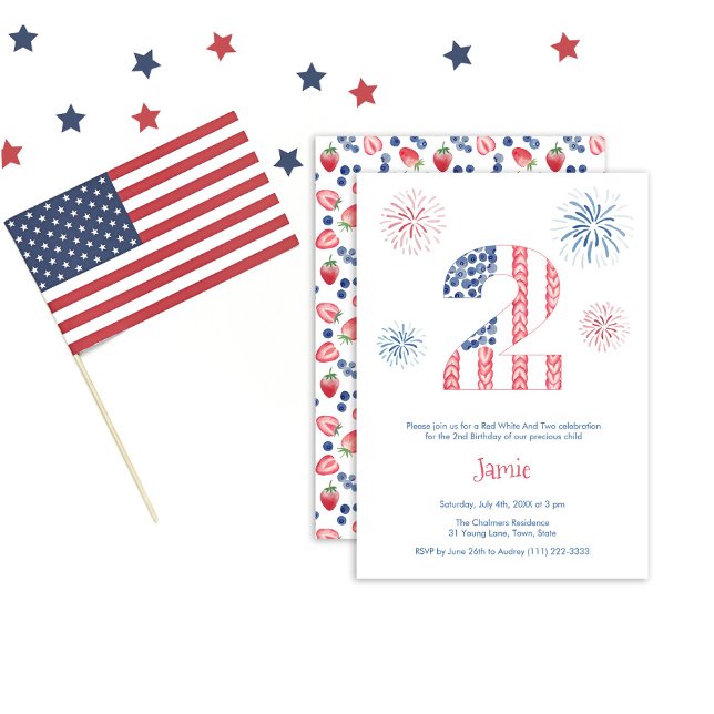 Invitación Rojo Blanco Y Dos Jardín Fiesta de Cumpleaños 2 (Subido por el creador)