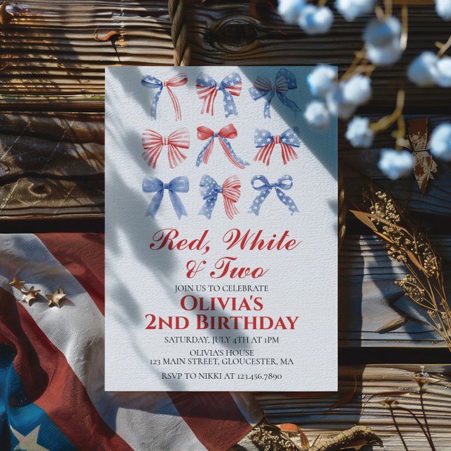 Invitación Rojo, Blanco y Dos Lazos 4 de Julio cumpleaños 2 (Subido por el creador)