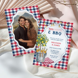 Invitación Rojo Blanco y Parrillada Foto de Regalo de Boda pa