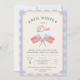 Invitación Rojo Blanco y Próximo Baby Shower Patriótico Ameri