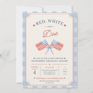 Invitación Rojo Blanco y Próximo Baby Shower Patriótico Ameri