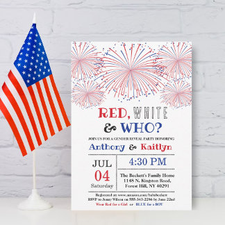 Invitación ¿Rojo, Blanco y Quién? 4 De Julio Fiesta De Revela