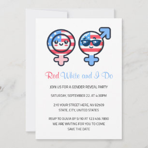 Invitación Rojo Blanco y Yo Hago Revelación de Género del 4 d