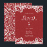 Invitación Rojo boho y encaje blanco Patrón audaz dulce 16 fi<br><div class="desc">Personaliza para cualquier evento</div>