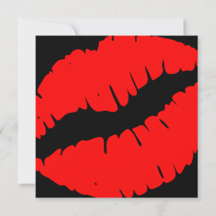 Invitación Rojo Brillante y Negro Impresión de Beso Fabuloso
