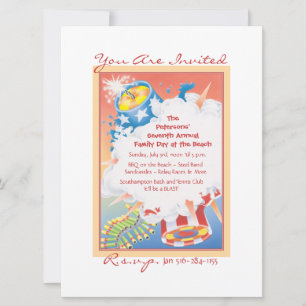 Invitación Rojo caliente y azul