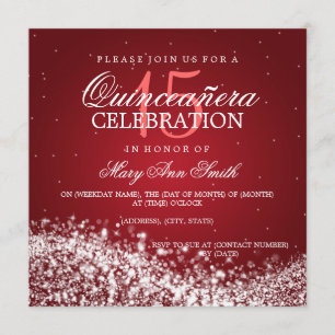 Invitación Rojo chispeante de la onda 2 del fiesta elegante
