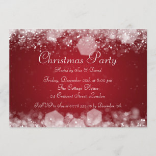 Invitación rojo chispeante elegante de la noche de la