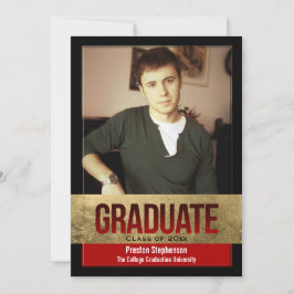 Invitación Rojo con efecto de bloqueo de Relieve metalizado d