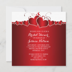 Invitación Rojo Corazón Romántico Ducha de Novias