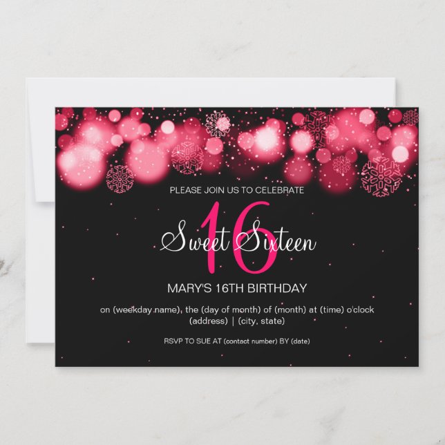 Invitación Rojo de la fiesta de cumpleaños del dulce de (Anverso)