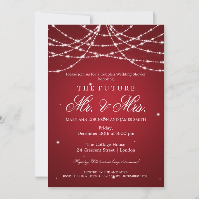 Invitación Rojo de la secuencia de Sr. señora Couples Shower (Anverso)