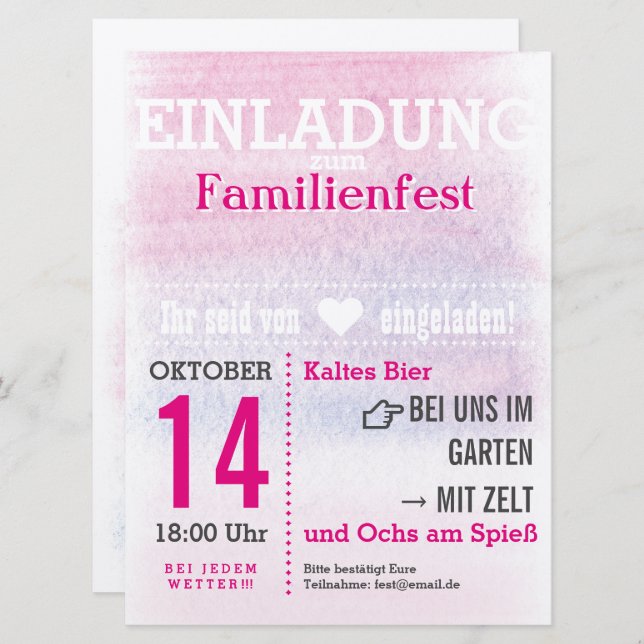 Invitación rojo decente (Anverso / Reverso)