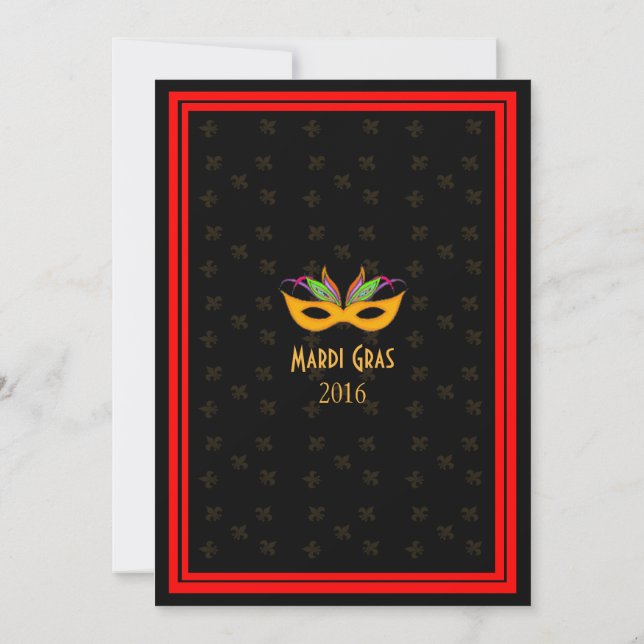 Invitación Rojo del carnaval del jazz de New Orleans (Reverso)