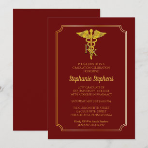 Invitación Rojo Dk   Partido de Graduación de Farmacia Gold R