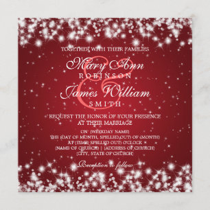 Invitación Rojo elegante de la chispa del invierno de la boda