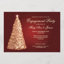 Invitación Rojo elegante del oro del fiesta de compromiso del