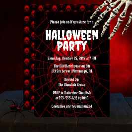 Invitación Rojo espeluznante | Fiesta Halloween de Spider Bla