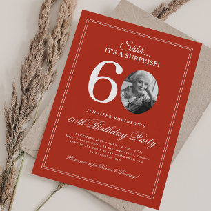 Invitación Rojo Fiesta de cumpleaños sorpresa elegante 60
