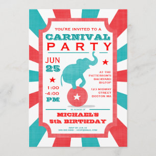 Invitación Rojo   Gran cumpleaños del Fiesta del Carnaval Tur