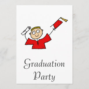 Invitación Rojo lindo del muchacho graduado