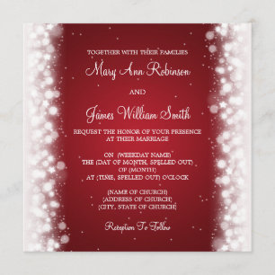 Invitación Rojo mágico de la chispa de la boda elegante