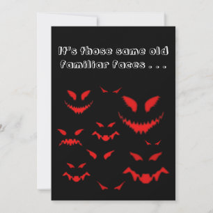 Invitación Rojo malvado se enfrenta a Halloween negro y espel