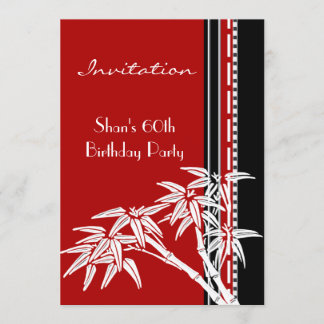 Invitación Rojo Negro Blanco Bamboo Asiático 60