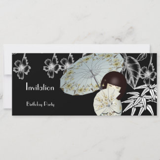 Invitación Rojo Negro Blanco Bambú Asiático