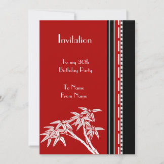 Invitación Rojo Negro Blanco Bambú Asiático