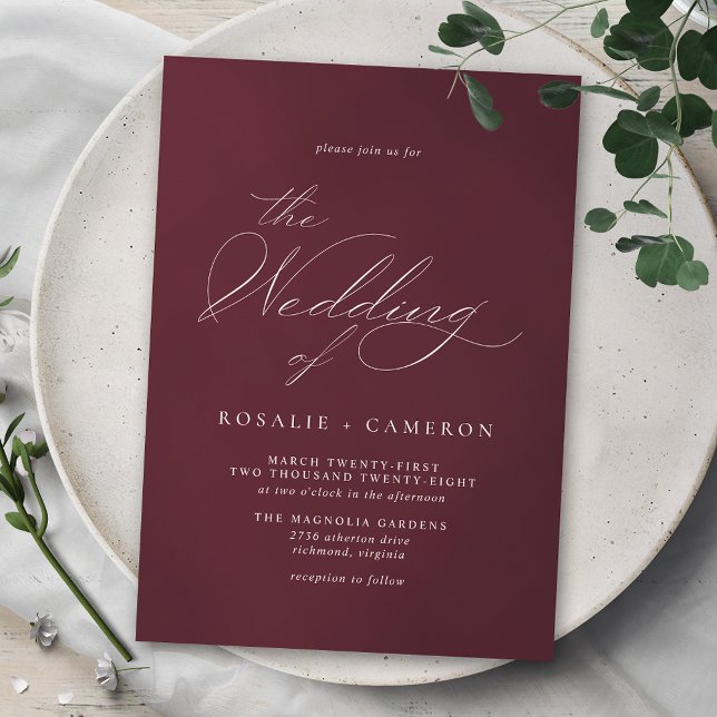Invitación Rojo oscuro de Borgoña | Elegante Boda de Marrones (Subido por el creador)