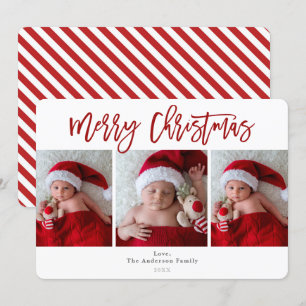 Invitación Rojo Oscuro Feliz Navidad Vacaciones 3 Fotos Foto