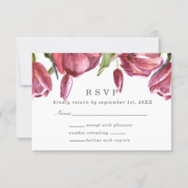 Invitación Rojo Poppies Elegante Respuesta Formal Boda Rsvp