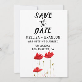 Invitación Rojo Poppies Poppy Floral Rustic Boda