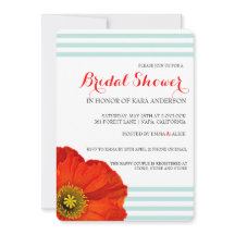 Rojo Poppy Mint Verde azulada Stripes Boda Ducha d