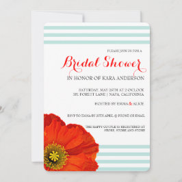 Invitación Rojo Poppy Mint Verde azulada Stripes Boda Ducha d