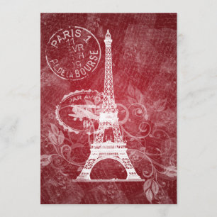 Invitación Rojo romántico de París de la ducha nupcial