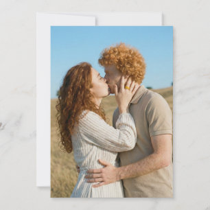Invitación Rojo Romántico y Foto en Beige
