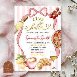 Invitación Rojo Rosa Coqueta Rayas Italia Ciao Bella Nupcial