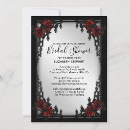 Invitación Rojo Rosa Gótico Bridal Ducha Puerta de Hierro