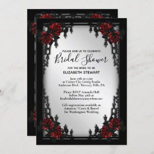 Invitación Rojo Rosa Gótico Bridal Ducha Puerta de Hierro