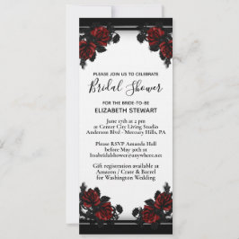 Invitación Rojo Rosa Gótico Bridal Shower Blanco