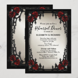 Invitación Rojo Rosa Gótico Ensayo Cena Puerta de Hierro