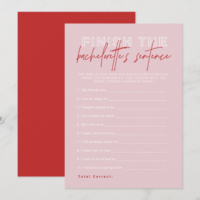 Invitación Rojo rosa HENLEY termina la sentencia de la solter (Anverso / Reverso)
