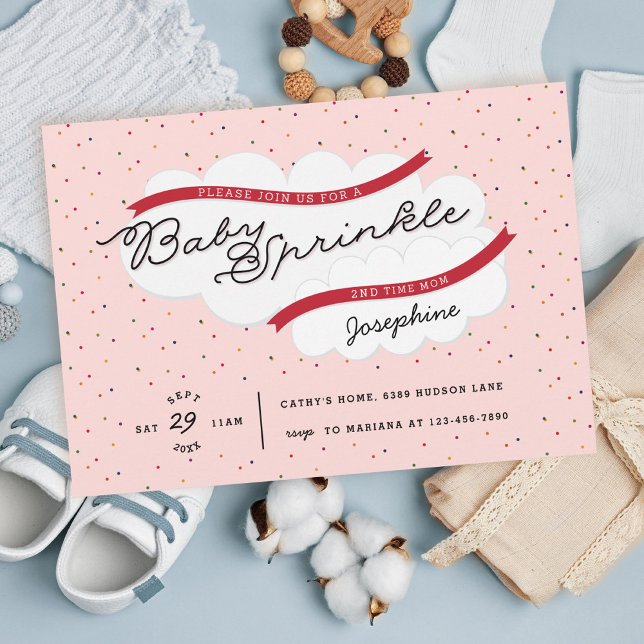Invitación Rojo Rosa Segundo Bebé Sprinkle (Subido por el creador)