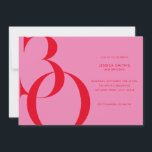 Invitación Rojo rosado moderno Minimalista 30 cumpleaños<br><div class="desc">Moderna invitación minimalista de 30 años con un diseño sencillo con tipografía de moda y escritura elegante.</div>