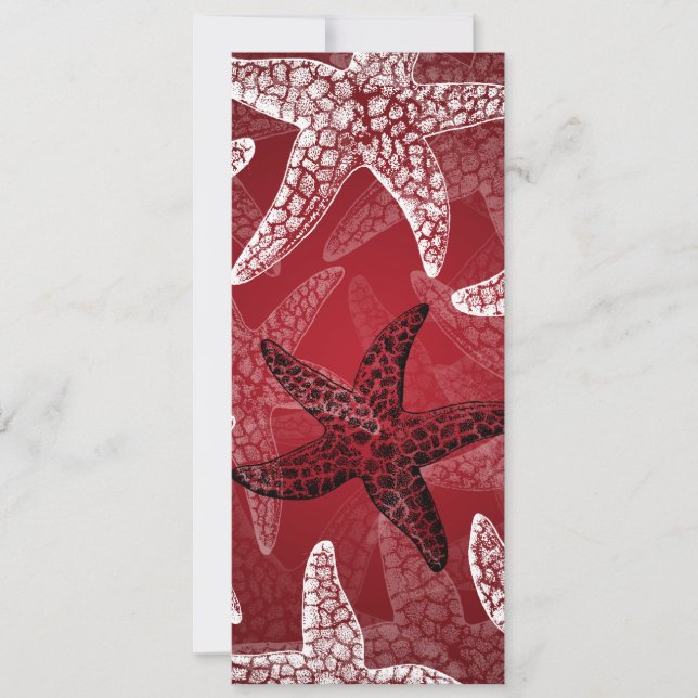 Invitación Rojo Starfish de boda de playa (Anverso)