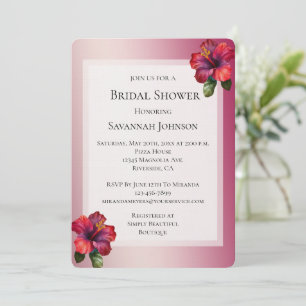 Invitación Rojo Tropical Hibiscus Floral Bridal Shower